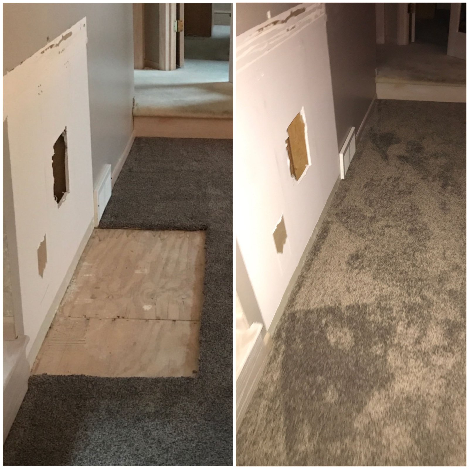 Damaged carpet repair