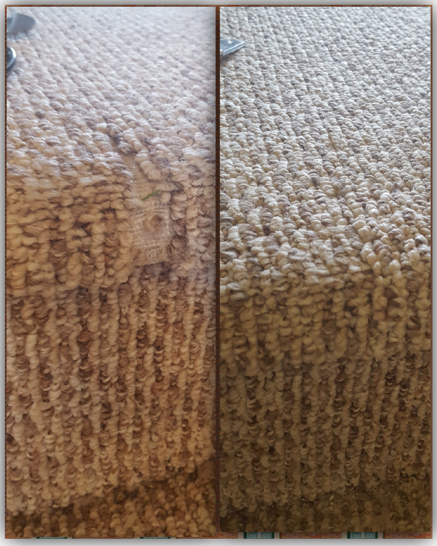 Carpet repair before and after photos