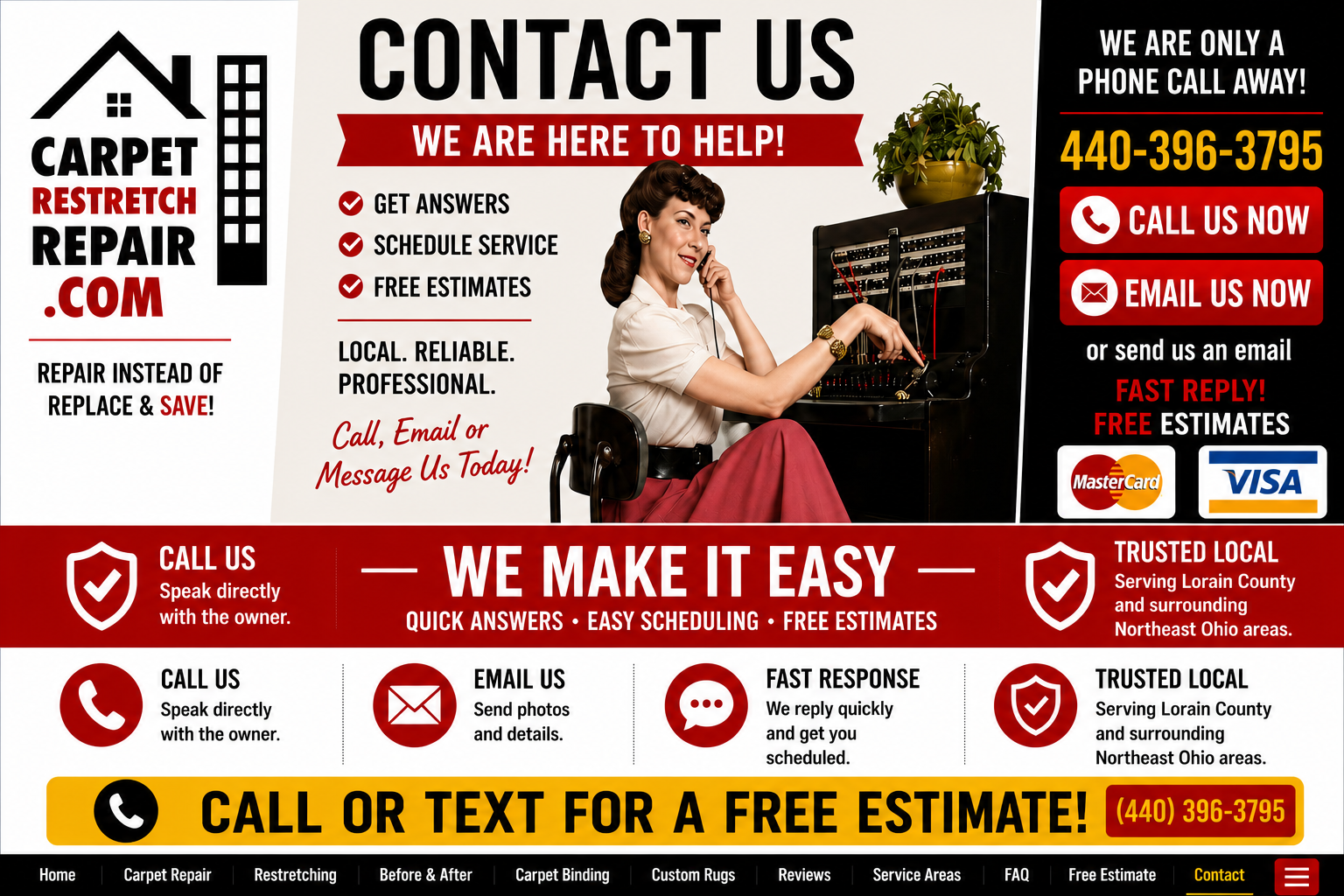 Contact Carpet Restretch Repair in Lorain Ohio