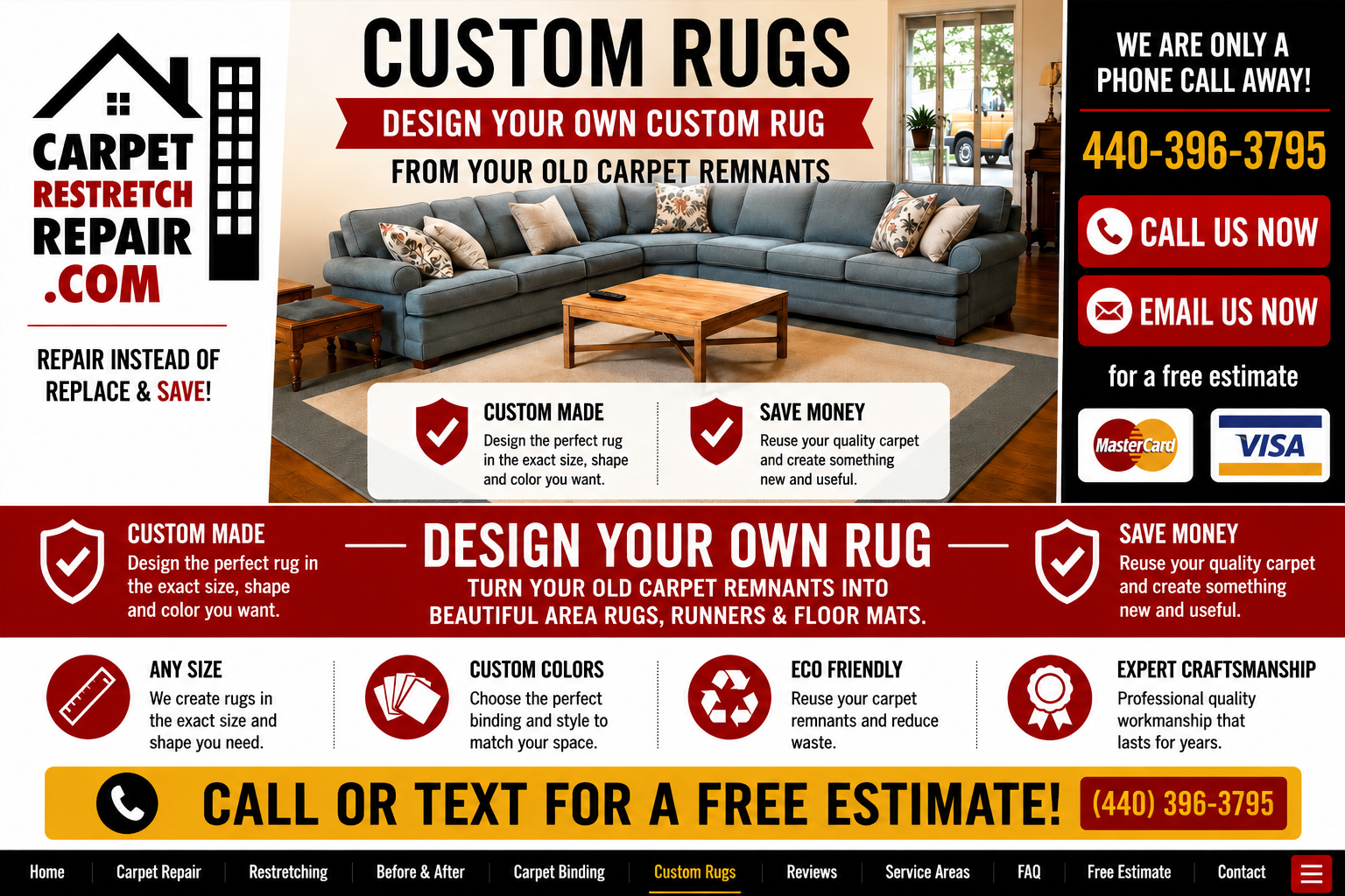 Custom rugs made from carpet remnants in Lorain Ohio