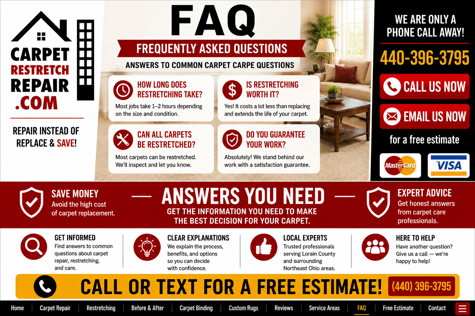 Frequently Asked Questions Carpet Restretch Repair Lorain Ohio
